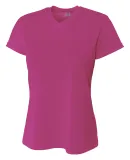 NW3254 A4 Drop Ship Ladies' Short Sleeve V-Neck Bi FUCHSIA