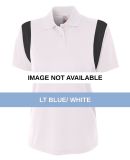 NW3266 A4 Drop Ship Ladies' Color Blocked Polo w/  LT BLUE/ WHITE