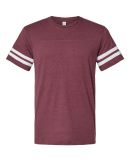 LAT 6937 Adult Fine Jersey Football Tee in Vintage burgundy/blended white