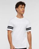 LAT 6937 Adult Fine Jersey Football Tee in White/black
