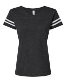 LAT 3537 Women's V-Neck Football Tee in Vintage smoke/blended white