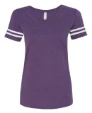 LAT 3537 Women's V-Neck Football Tee VN PURP/ BLD WH