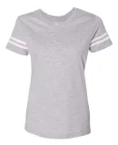 LAT 3537 Women's V-Neck Football Tee VN HTHR/ BLD WHT