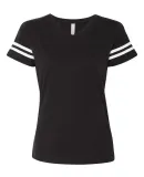 LAT 3537 Women's V-Neck Football Tee BLACK/ WHITE