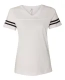 LAT 3537 Women's V-Neck Football Tee WHITE/ BLACK