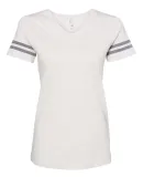 LAT 3537 Women's V-Neck Football Tee NAT HTH/ GRAN HT