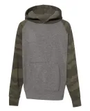 Independent Trading Co. PRM15YSB Youth Raglan Hood Nickel Heather/ Forest Camo