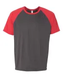 All Sport M1029 Performance Baseball Raglan Tee Dark Grey Heather/ Sport Red