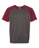 All Sport M1029 Performance Baseball Raglan Tee Dark Grey Heather/ Sport Maroon