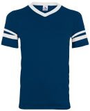 Augusta Sportswear 361 Youth V-Neck Football Tee in Navy/ white