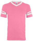 Augusta Sportswear 361 Youth V-Neck Football Tee in Pink/ white