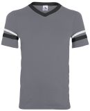 Augusta Sportswear 361 Youth V-Neck Football Tee in Graphite/ black/ white