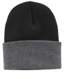 Port & Company CP90 Knit Beanie Black/Ath Oxfd