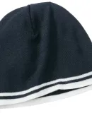 Port & Company CP93 Fine Knit Skull Cap with Strip Navy/White