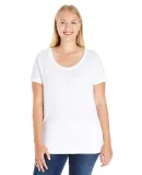 LAT 3804 Curvy Collection Women's Scoop Neck Tee in White