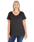 LAT 3804 Curvy Collection Women's Scoop Neck Tee in Black