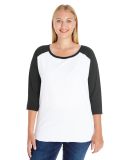 LAT 3830 Curvy Collection Women's Baseball Tee in White/black
