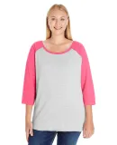 LAT 3830 Curvy Collection Women's Baseball Tee in Vn hth/ vn ht pk