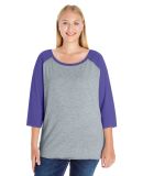 LAT 3830 Curvy Collection Women's Baseball Tee in Vintage heather/vintage purple