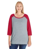 LAT 3830 Curvy Collection Women's Baseball Tee in Vn hth/ vn red