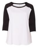 LAT 3830 Curvy Collection Women's Baseball Tee in White/black