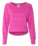 J. America 8663 Women's Hi-Low Performance Pullove Passion Pink Stripe