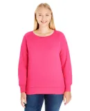 LAT 3862 Curvy Collection Ladies Slouchy French Te in Hot pink