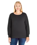 LAT 3862 Curvy Collection Ladies Slouchy French Te in Black