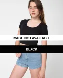 4380 American Apparel Baby Rib Crop T Black