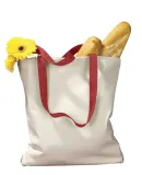 BE010 BAGedge 12 oz. Canvas Tote with Contrasting  NATURAL/ RED