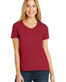 Hanes 5780 Ladies Heavyweight V Neck T Shirts in Deep red