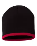 SP09 Sportsman  - 8 Inch Bottom Striped Knit Cap - Black/ Red