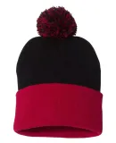 SP15 Sportsman  - Pom Pom Knit Cap -  Black/ Red