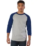 Champion T137 Raglan Baseball Tee in Oxford grey/ team blue