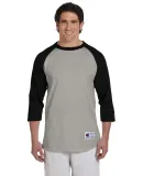 Champion T137 Raglan Baseball Tee in Oxford grey/ black