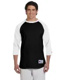 Champion T137 Raglan Baseball Tee in Black/ white