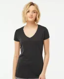 0244TC Tultex 244/Ladies' Poly-Rich Blend V-Neck T in Black