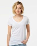 0244TC Tultex 244/Ladies' Poly-Rich Blend V-Neck T in White