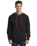 9601 Next Level French Terry Zip Up Hoodie BLACK/ RED