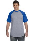 423 Augusta Sportswear Adult Short-Sleeve Baseball in Athletic heather/ royal