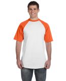 423 Augusta Sportswear Adult Short-Sleeve Baseball in White/ orange