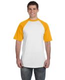 423 Augusta Sportswear Adult Short-Sleeve Baseball in White/ gold