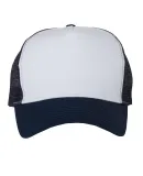 Mega Cap 6886 Five-Panel PET Mesh Back Trucker White/ Navy