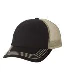 Mega Cap 6894 Washed Twill Trucker Cap Black/ Khaki
