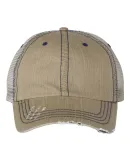 Mega Cap 6990 Herringbone Unstructured Trucker Cap Khaki/ Navy