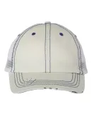 Mega Cap 6990 Herringbone Unstructured Trucker Cap Putty/ Navy