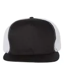 Mega Cap 6997C Flat Bill Five-Panel Trucker Cap in Black/ white