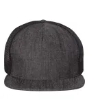 Mega Cap 6997C Flat Bill Five-Panel Trucker Cap in Black denim/ black