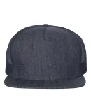 Mega Cap 6997C Flat Bill Five-Panel Trucker Cap in Navy denim/ navy