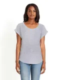 Next Level 6360 Women's Roll Sleeve Scoop Neck Dol in Heather gray